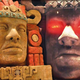 Mayan Heads on set of Legends of Hidden Temple